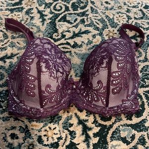 Le Mystere 32G RN#176363 Purple/Plum with Light Gray Contour w/Lace